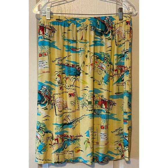 Holly Lane Women's Yellow Sea Shore Postcard Print Lightweight Skirt Size Large - Picture 4 of 8